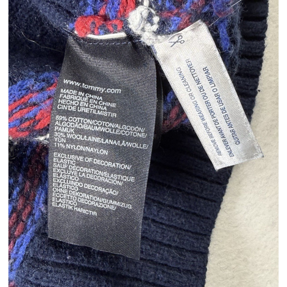Tommy Hilfiger shawl collar cardigan sweater large Fair Isle Ski Preppy EUC - Picture 3 of 3
